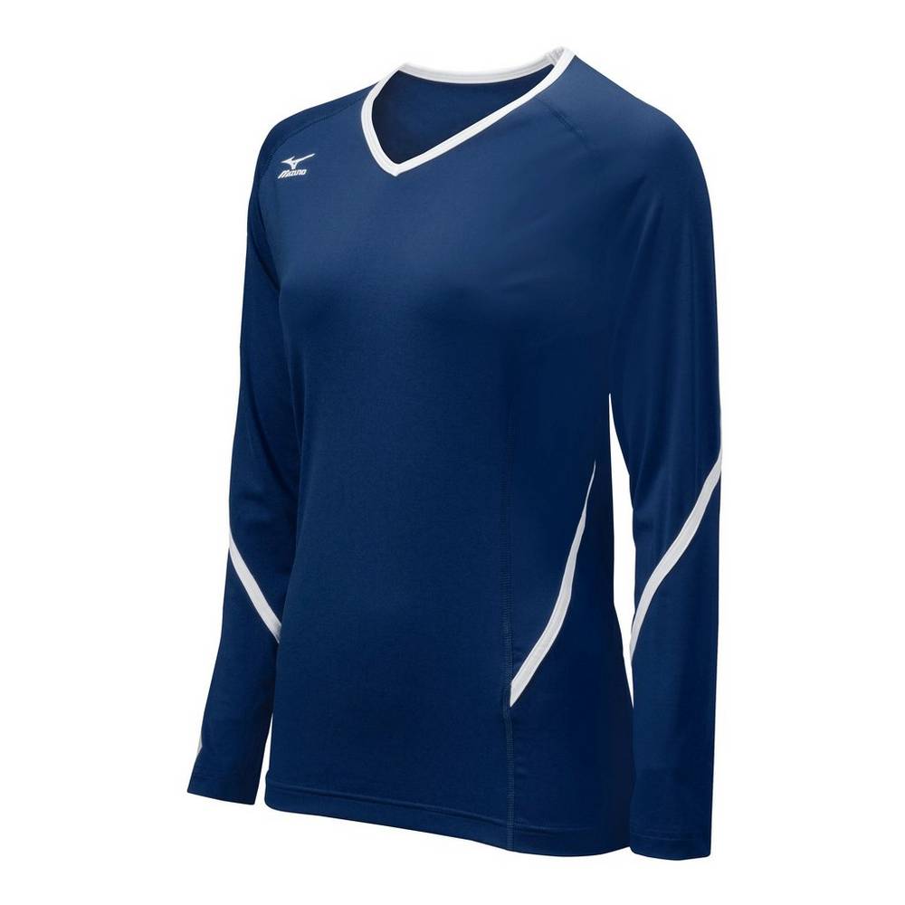 Jersey Mizuno Voleibol Techno Generation Long Sleeve Para Mujer Azul Marino/Blancos 1958230-WX